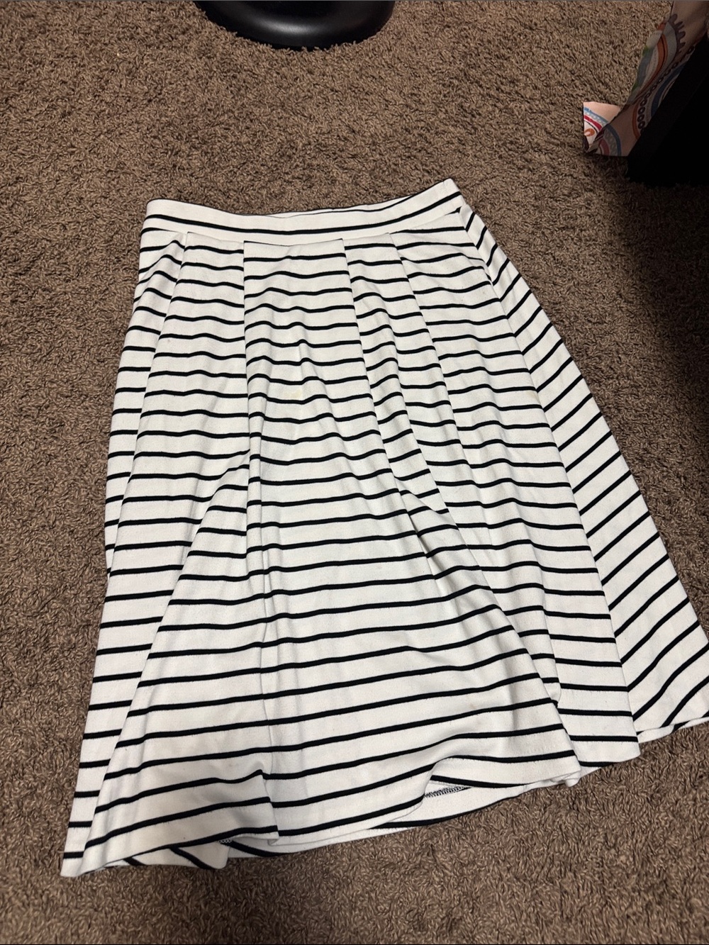 Elle Black and White Striped Skater Skirt